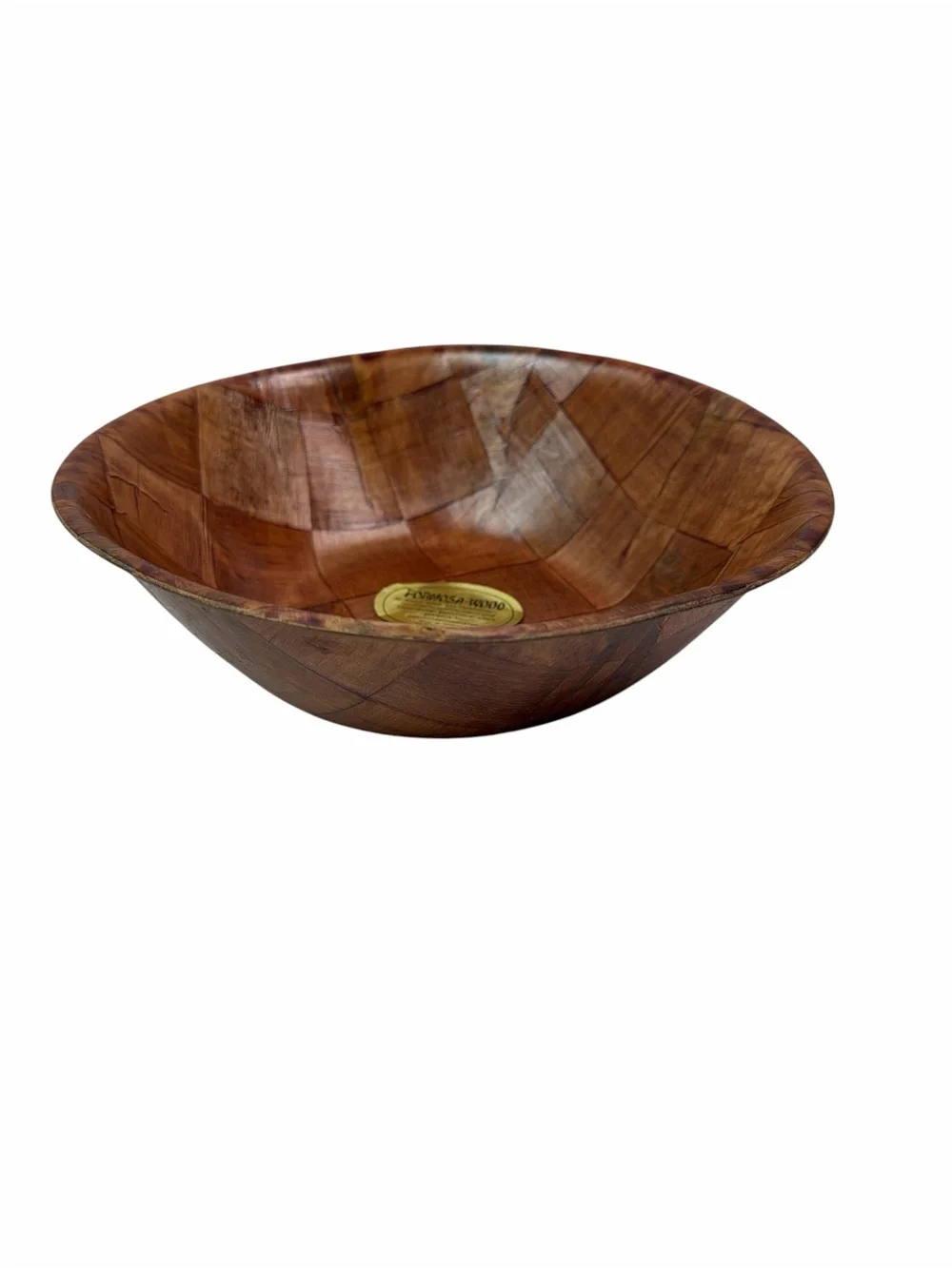 Vintage Formosa-Wood Veneer Wooden Salad Bowl 12” Taiwan MCM Boho Serving Bowl